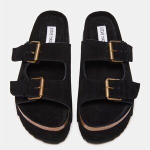 Steve Madden KALI BLACK SUEDE platform leather sandal 9.5